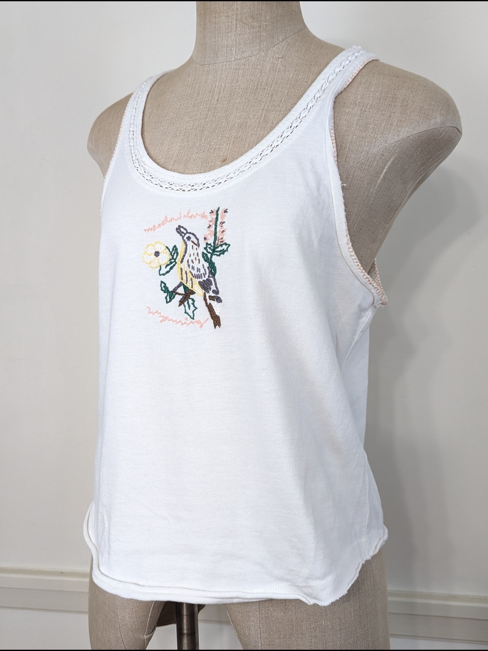 We The Free White Cotton Embroidered Tank with Bird - Picture 3 of 12